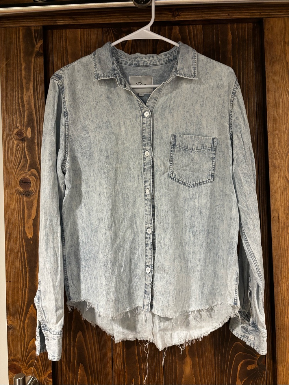 Rails Ingrid Raw Light Acid Wash Denim Shirt Medium